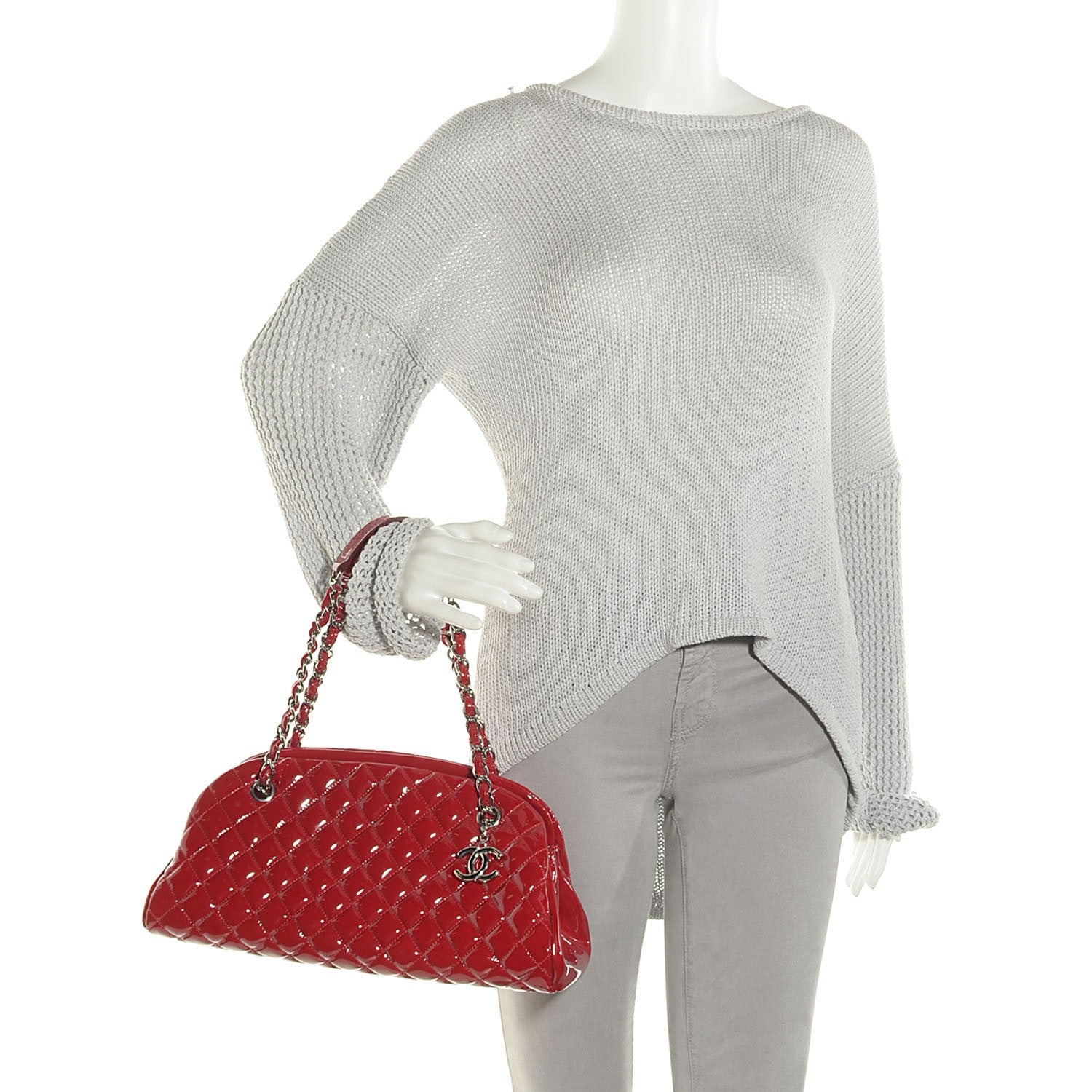 Chanel Patent Quilted Medium Just Mademoiselle Red 2 of 7