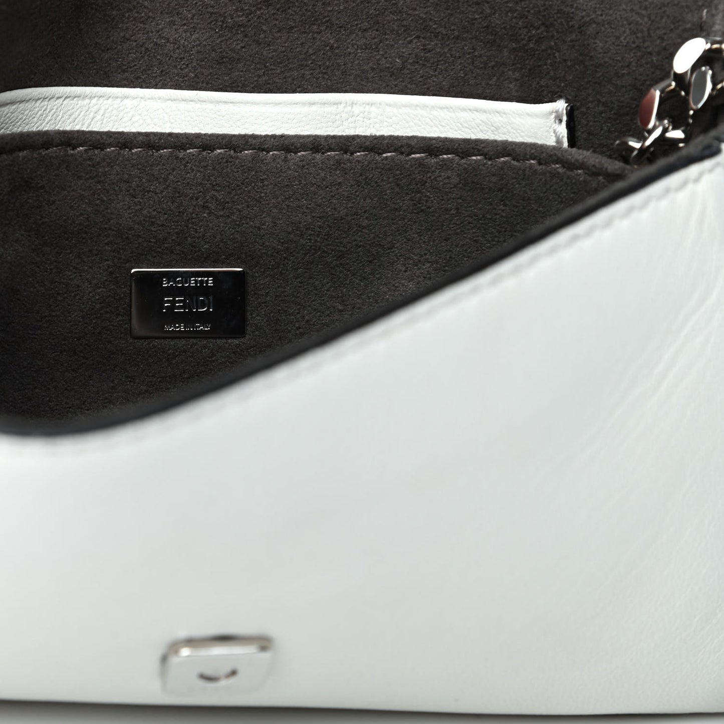 Calfskin Fox Mink Fur Monster Micro Baguette White