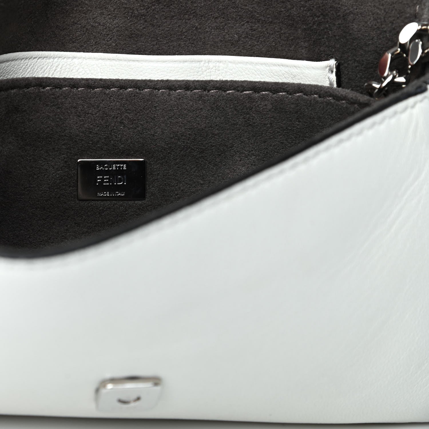 Fendi Calfskin Fox Mink Fur Monster Micro Baguette White 5 of 9