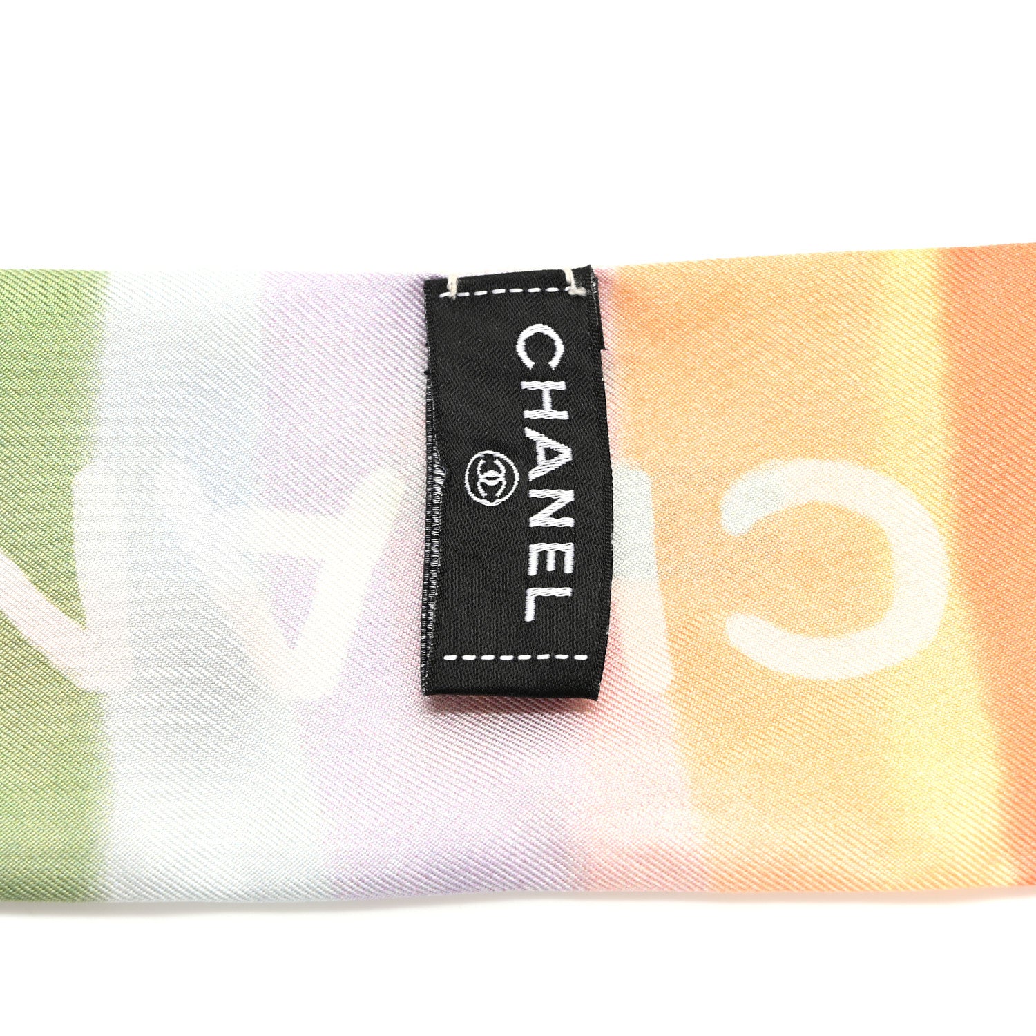 Chanel Silk Logo Slim Bandeau Scarf White Multicolor 6 of 6