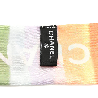 Chanel Silk Logo Slim Bandeau Scarf White Multicolor 6 of 6