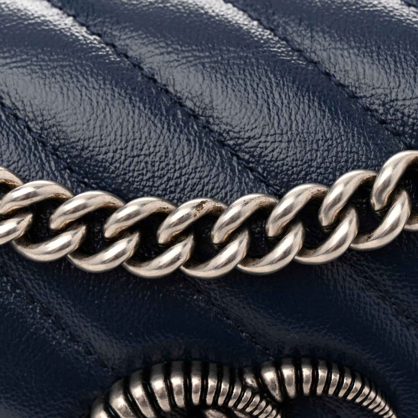 Vintage Effect Calfskin Matelasse Diagonal Small Torchon GG Marmont Shoulder Bag Blue Agata Mystic White