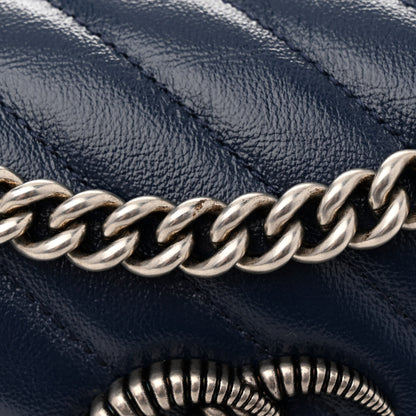 Gucci Vintage Effect Calfskin Matelasse Diagonal Small Torchon GG Marmont Shoulder Bag Blue Agata Mystic White 11 of 11