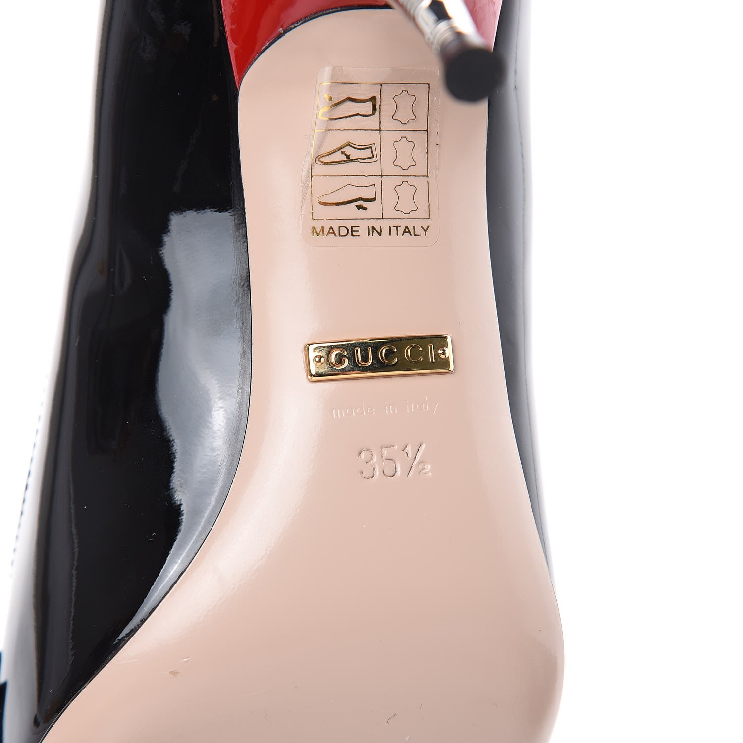Gucci Patent GG Bow Sadie Spike Mid Heel Pumps 35.5 Black 6 of 10