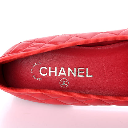 Chanel Lambskin Quilted CC Cap Toe Ballerina Flats 41 Red 7 of 8