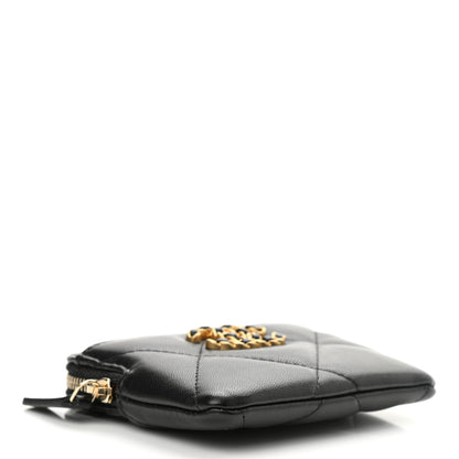 Chanel Lambskin Quilted Chanel 19 Zip Card Holder Wallet Black 4 of 7