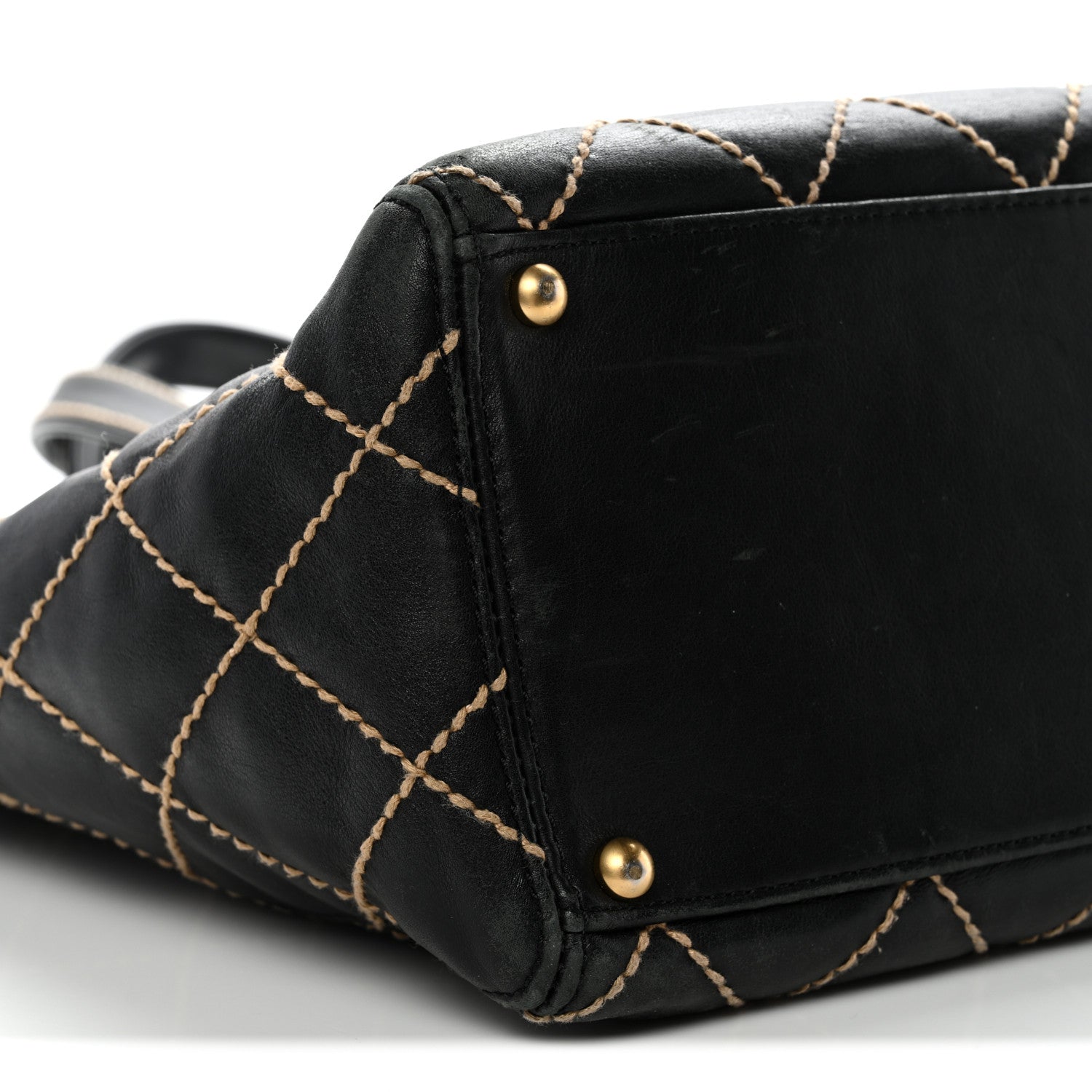 Chanel Calfskin Contrast Stitch Surpique Tote Black 9 of 14
