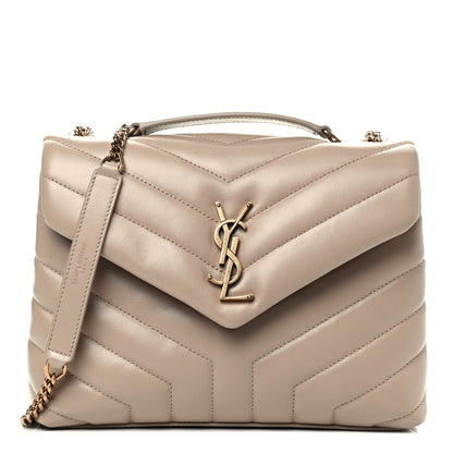Saint Laurent Calfskin Y Quilted Monogram Small Loulou Chain Satchel Dark Beige 1 of 4