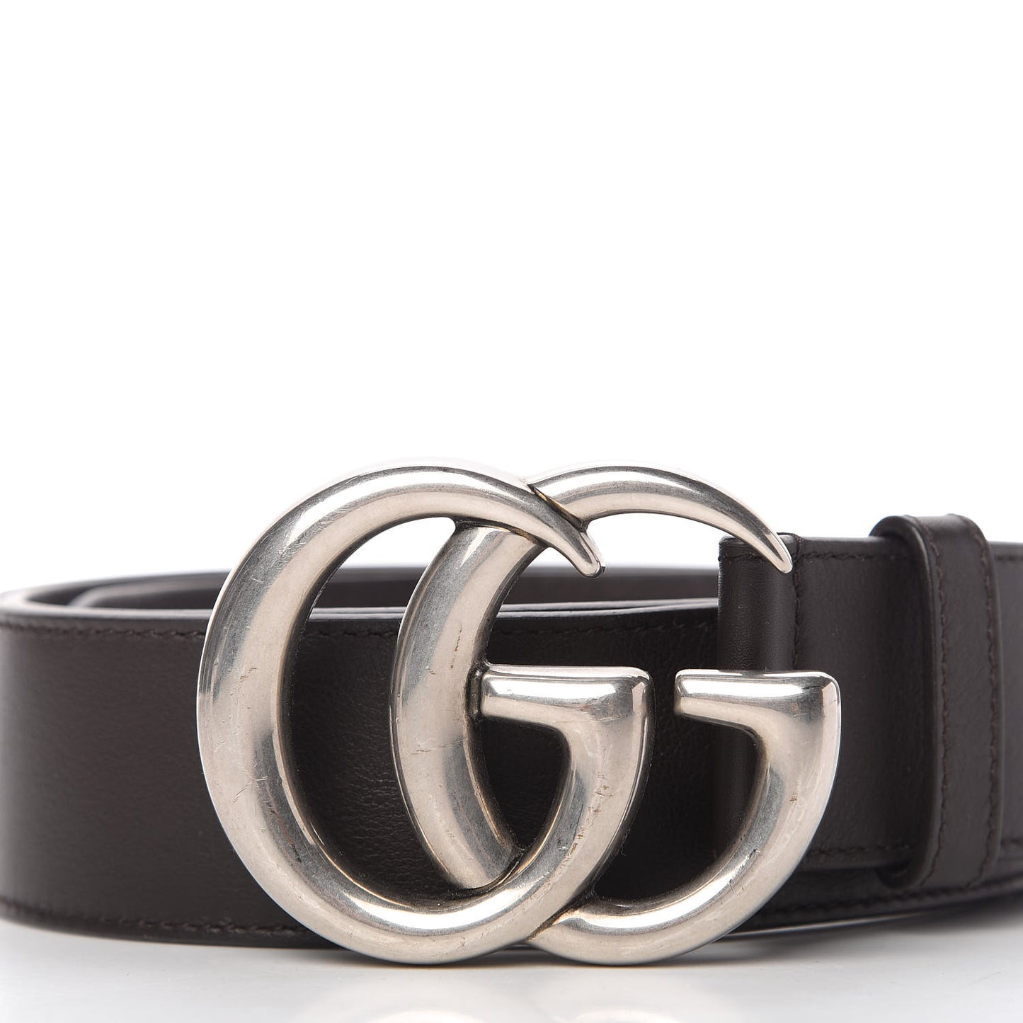 Moon Calfskin Nickel Double G 40mm Belt 100 40 Dark Cocoa