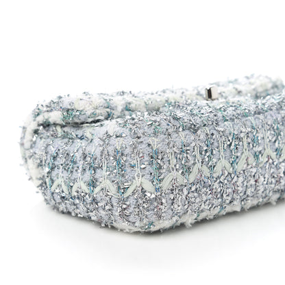 Chanel Tweed Quilted Mini Rectangular Flap Light Green Silver White 6 of 10