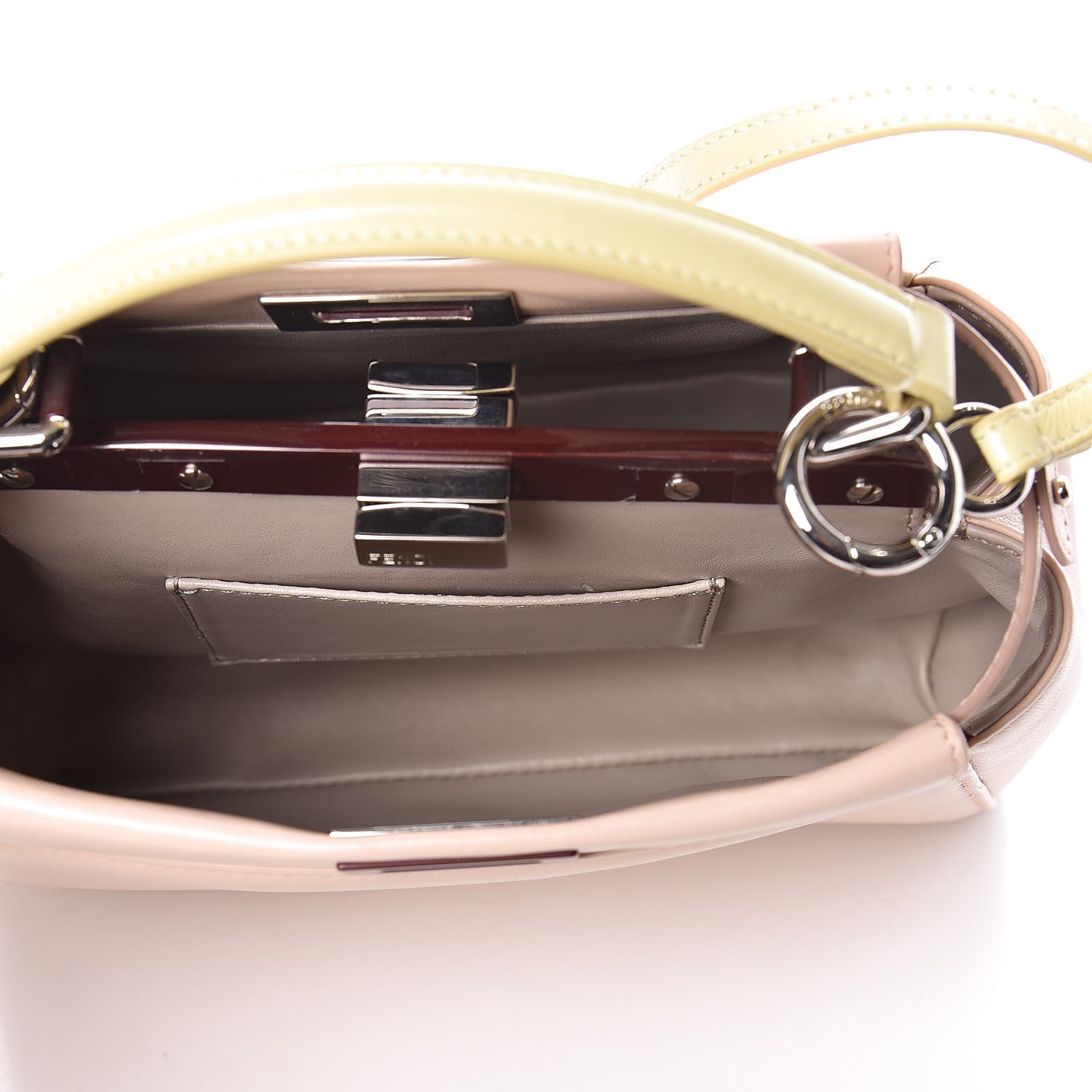 Fendi Nappa Colorblock Mini Peekaboo Iconic Satchel Plaster Banana Grigio Polvere 7 of 9