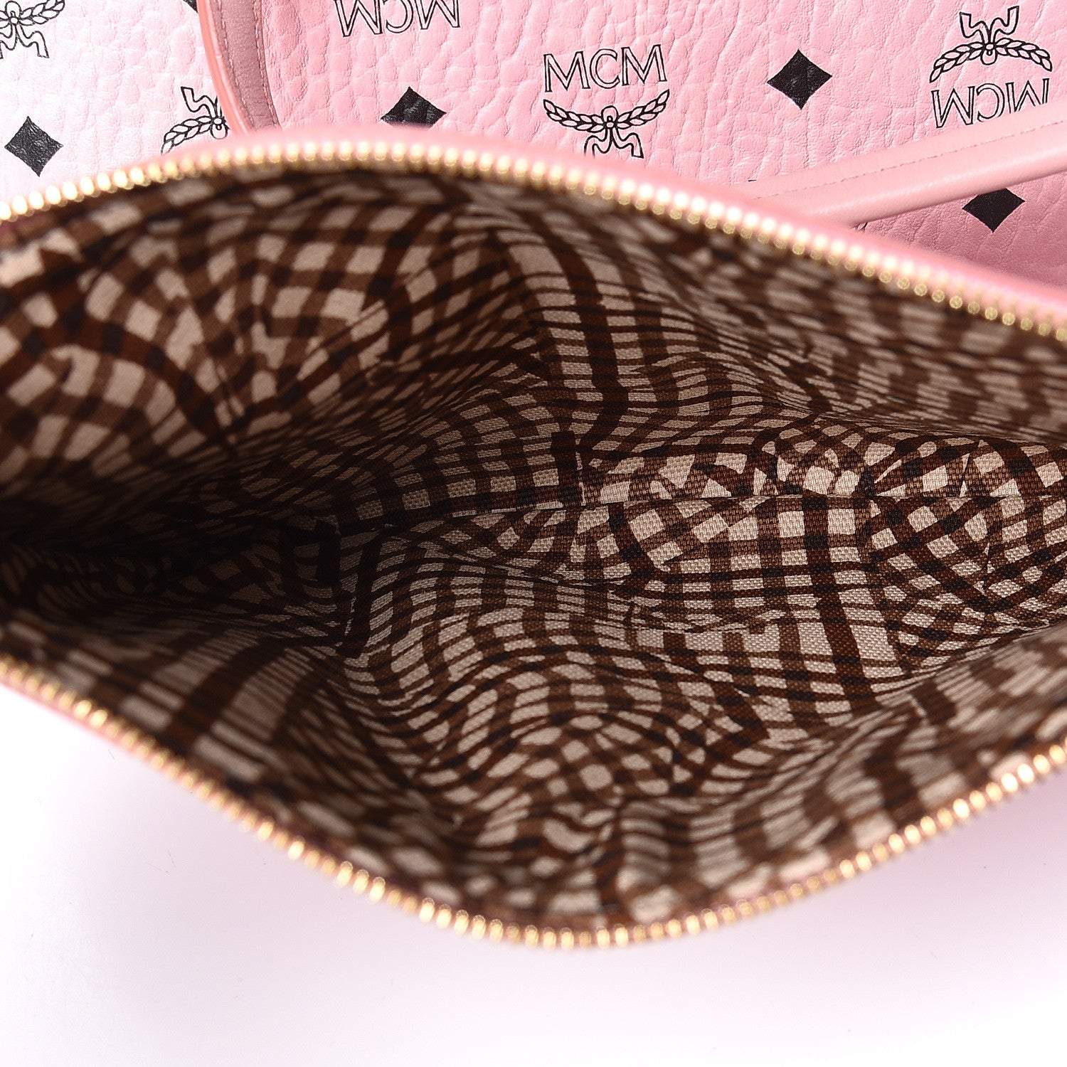 MCM Visetos Medium Anya Shopper Tote Light Pink 7 of 10