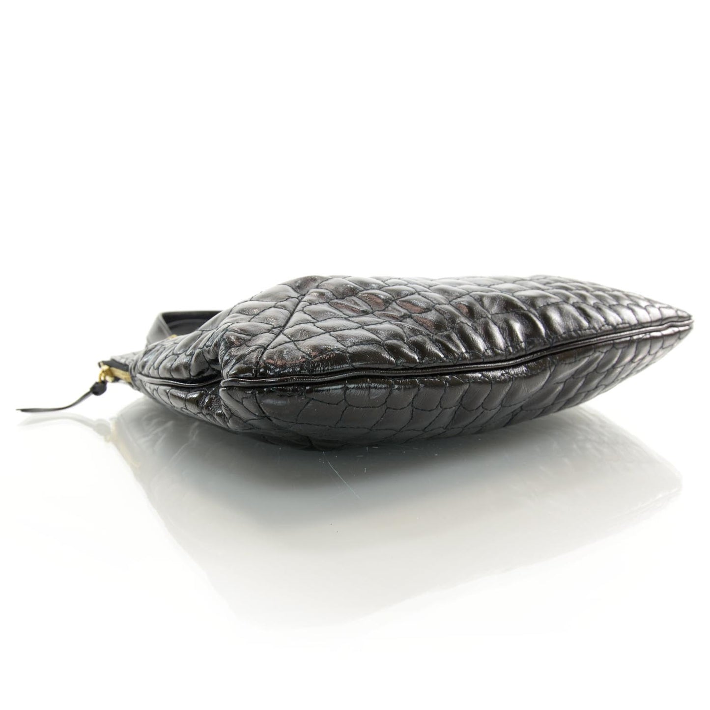 Patent Crocodile Embossed Tribute Tote Black