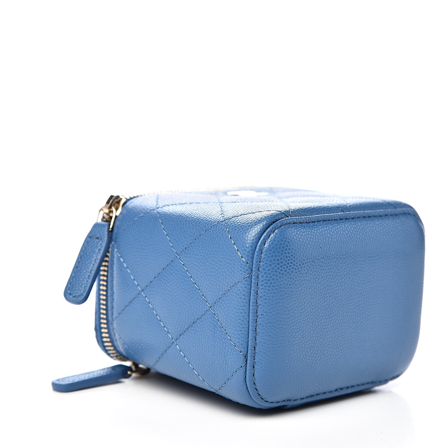 Chanel Caviar Quilted Mini Vanity Case With Chain Blue 4 of 11