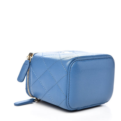 Chanel Caviar Quilted Mini Vanity Case With Chain Blue 4 of 11