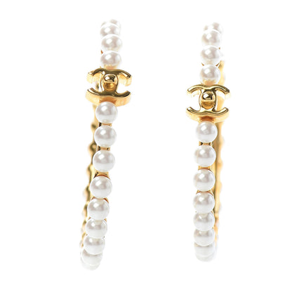 Chanel Pearl CC More Is More Hoop Earrings Gold 1 of 4