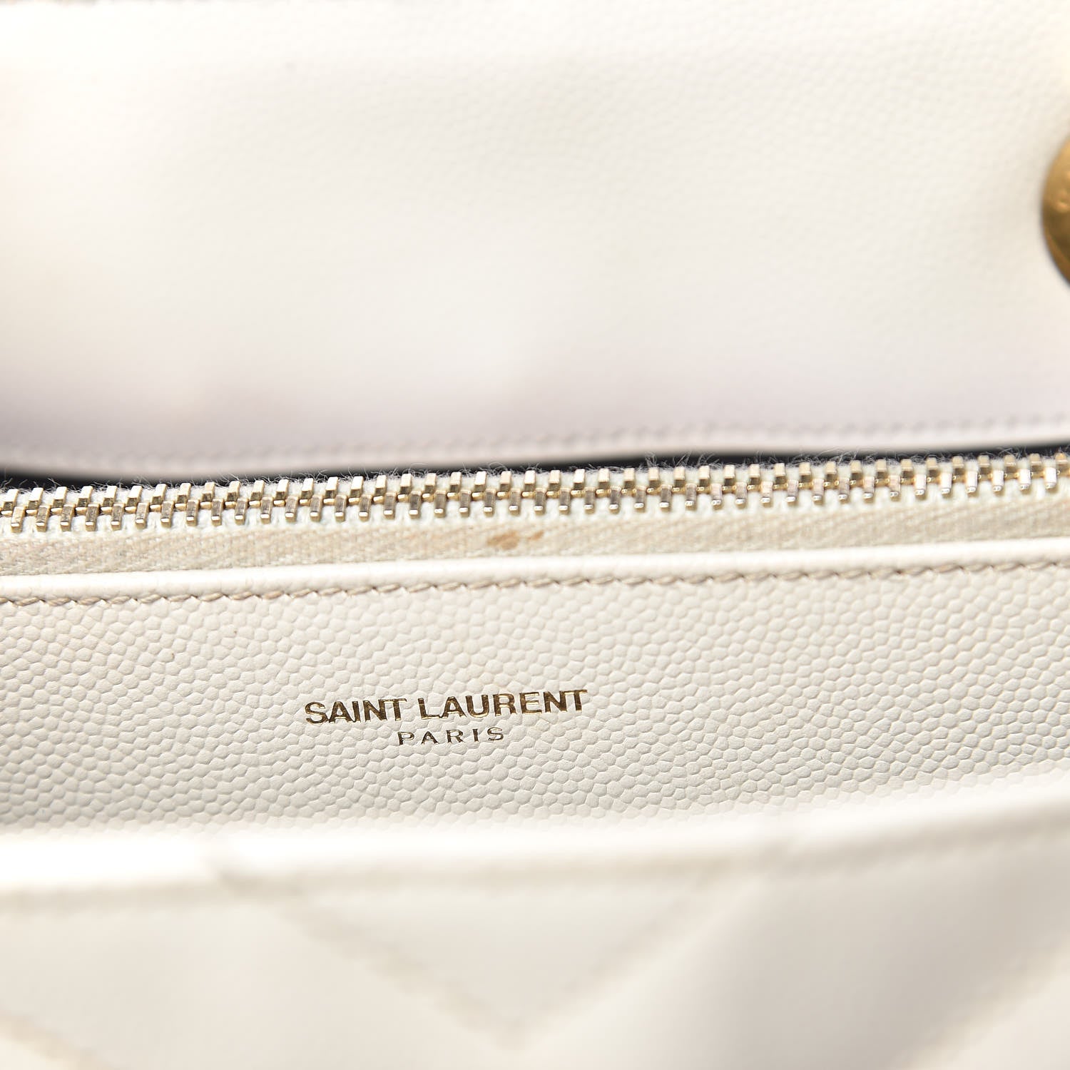 Saint Laurent Grain De Poudre Matelasse Chevron Monogram Shopping Bag White 16 of 20