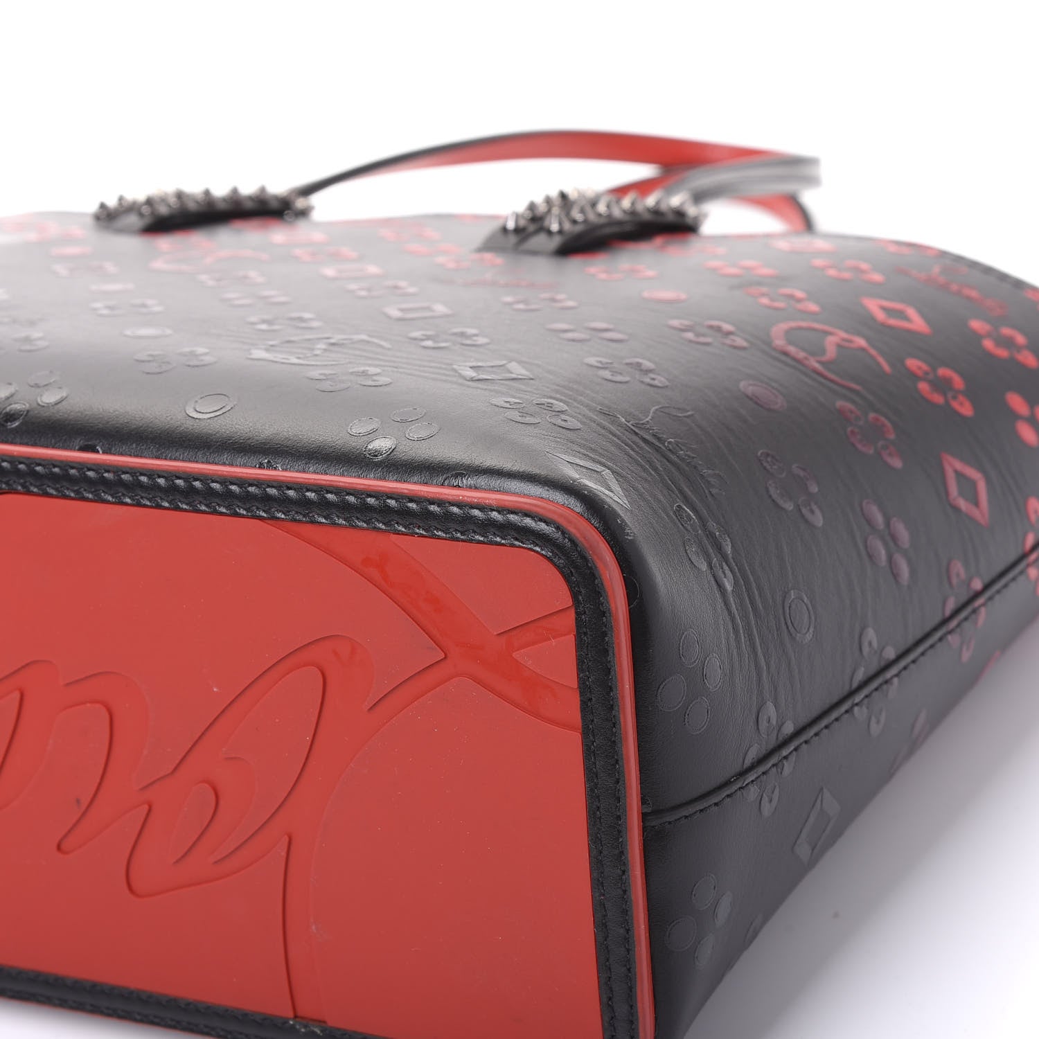 Christian Louboutin Perforated Calfskin Degrade Loubinthesky East West Cabata Tote Black Red 11 of 11