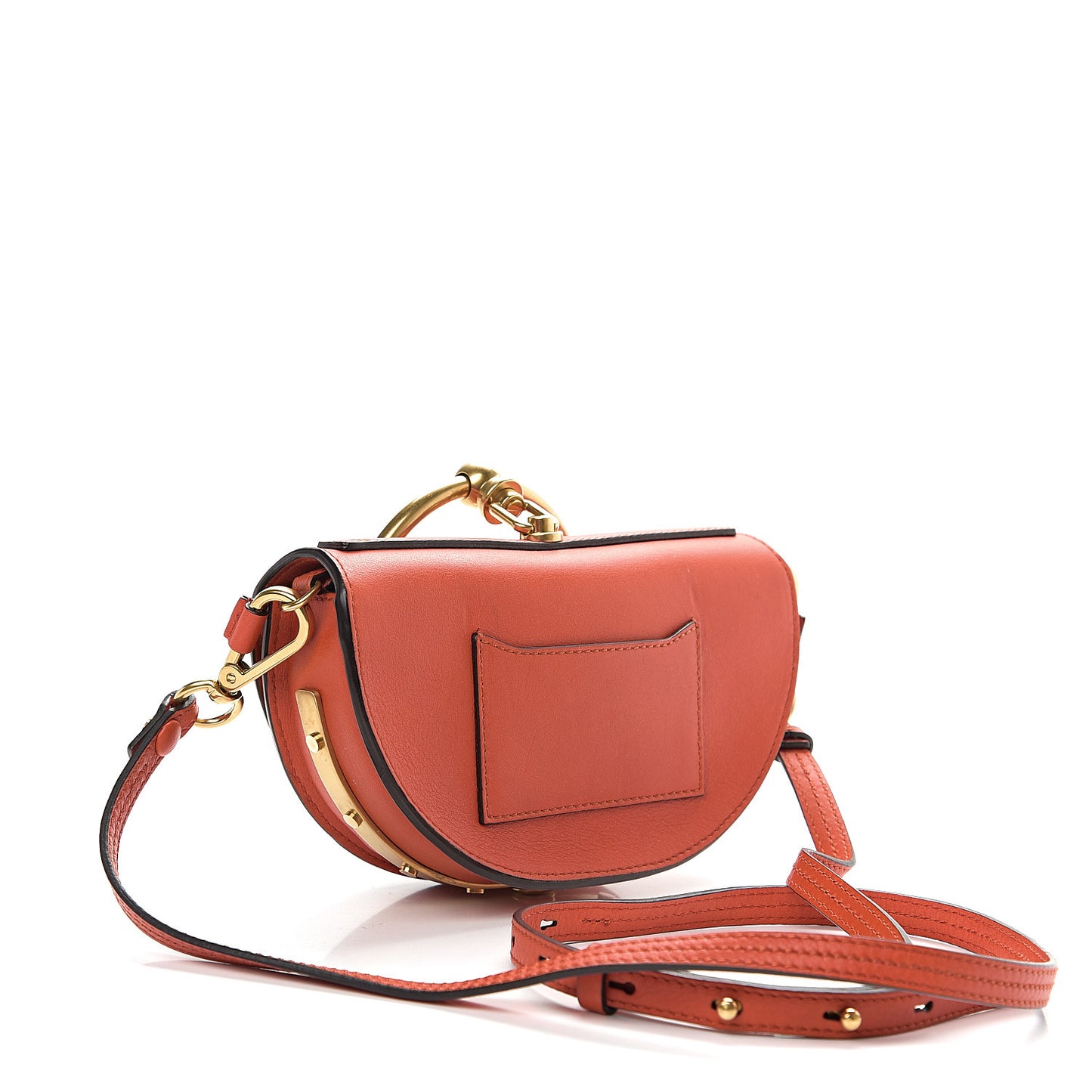 Calfskin Small Nile Bracelet Minaudiere Bag Sepia Red