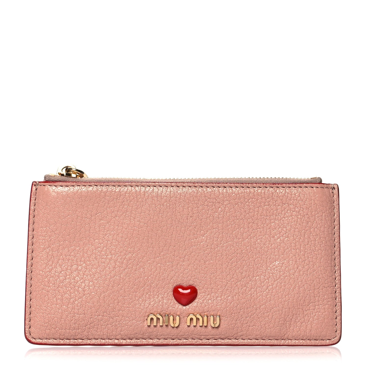 Miu Miu Goatskin Madras Love Zip Card Holder Orchidea 1 of 7