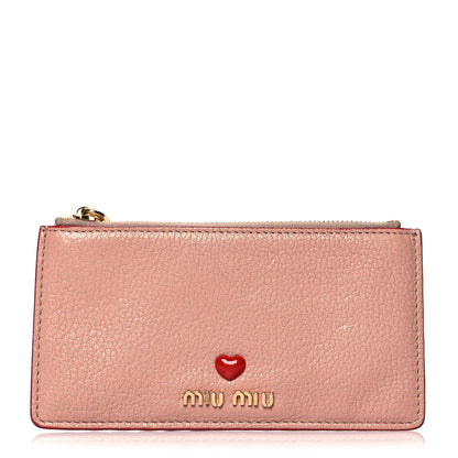Miu Miu Goatskin Madras Love Zip Card Holder Orchidea 1 of 7