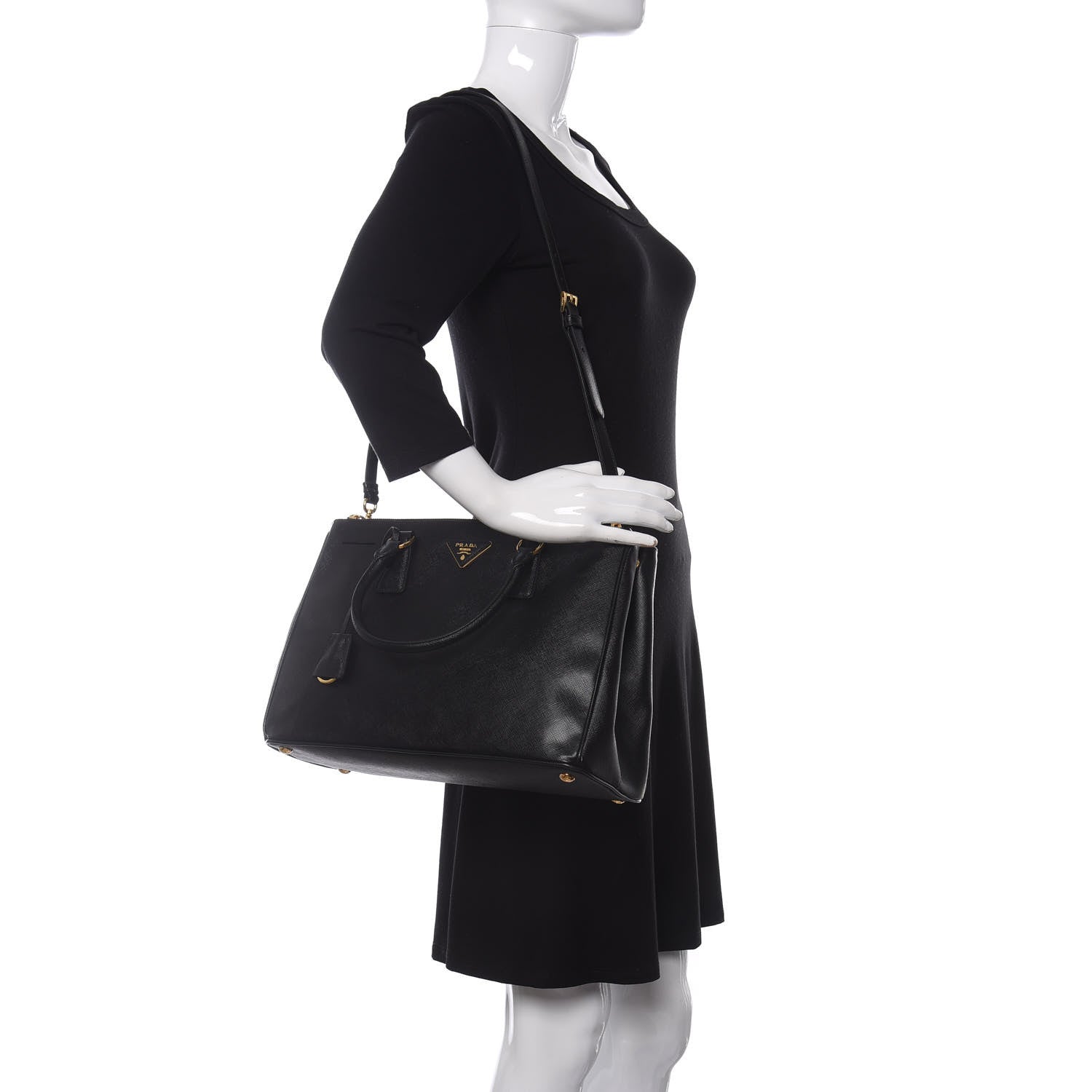 Prada Saffiano Lux Medium Tote Black 2 of 13