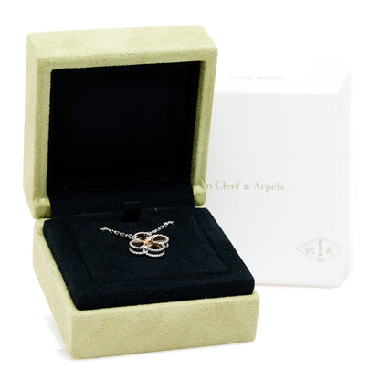 Van Cleef & Arpels 18K White Rose Gold Diamond Guilloche Vintage Alhambra Pendant Necklace 6 of 6