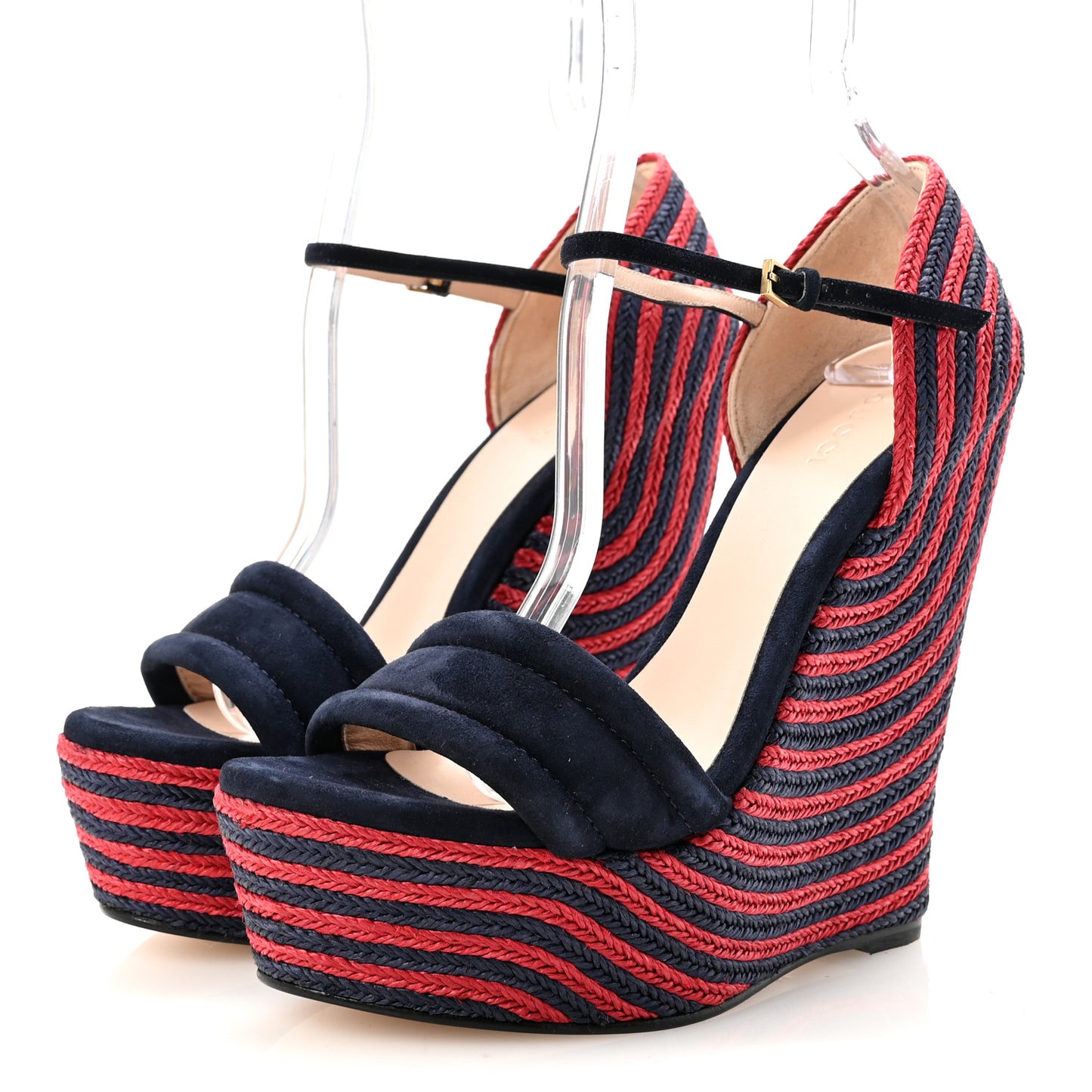 Kid Scamosciato Espadrille Platform Wedge Sandals 38.5 Red Blue