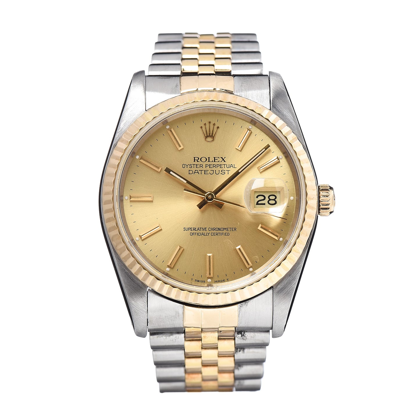 Stainless Steel 18K Yellow Gold 36mm Oyster Perpetual Datejust Watch Champagne 16233