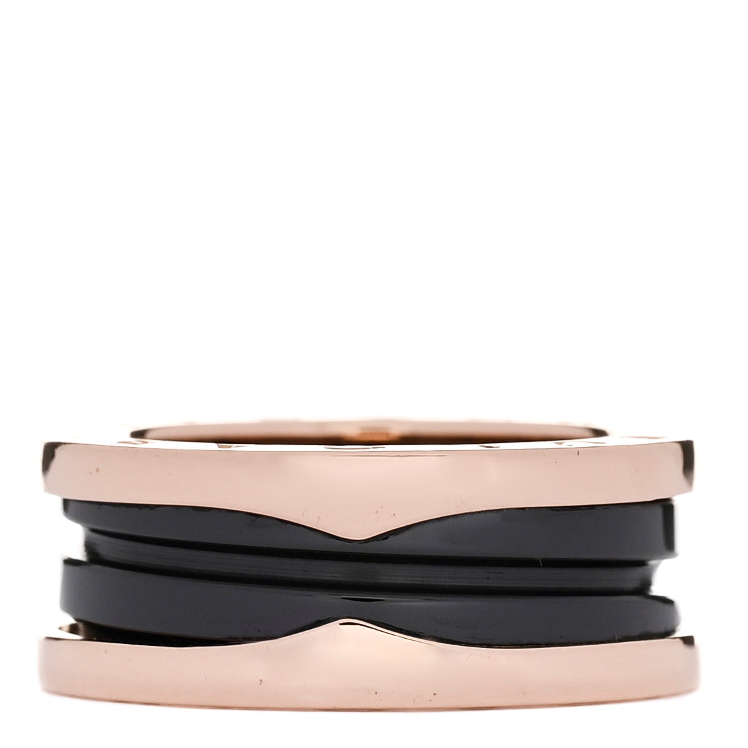 Bulgari 18K Rose Gold Black Ceramic B.Zero1 Two-Band Ring 51 5.75 3 of 5