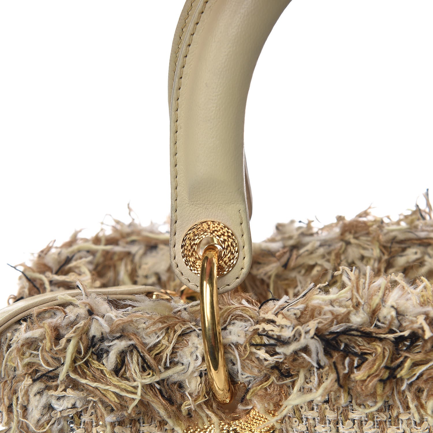 Christian Dior Tweed Crystal Fringe Medium Lady Dior Beige 15 of 18