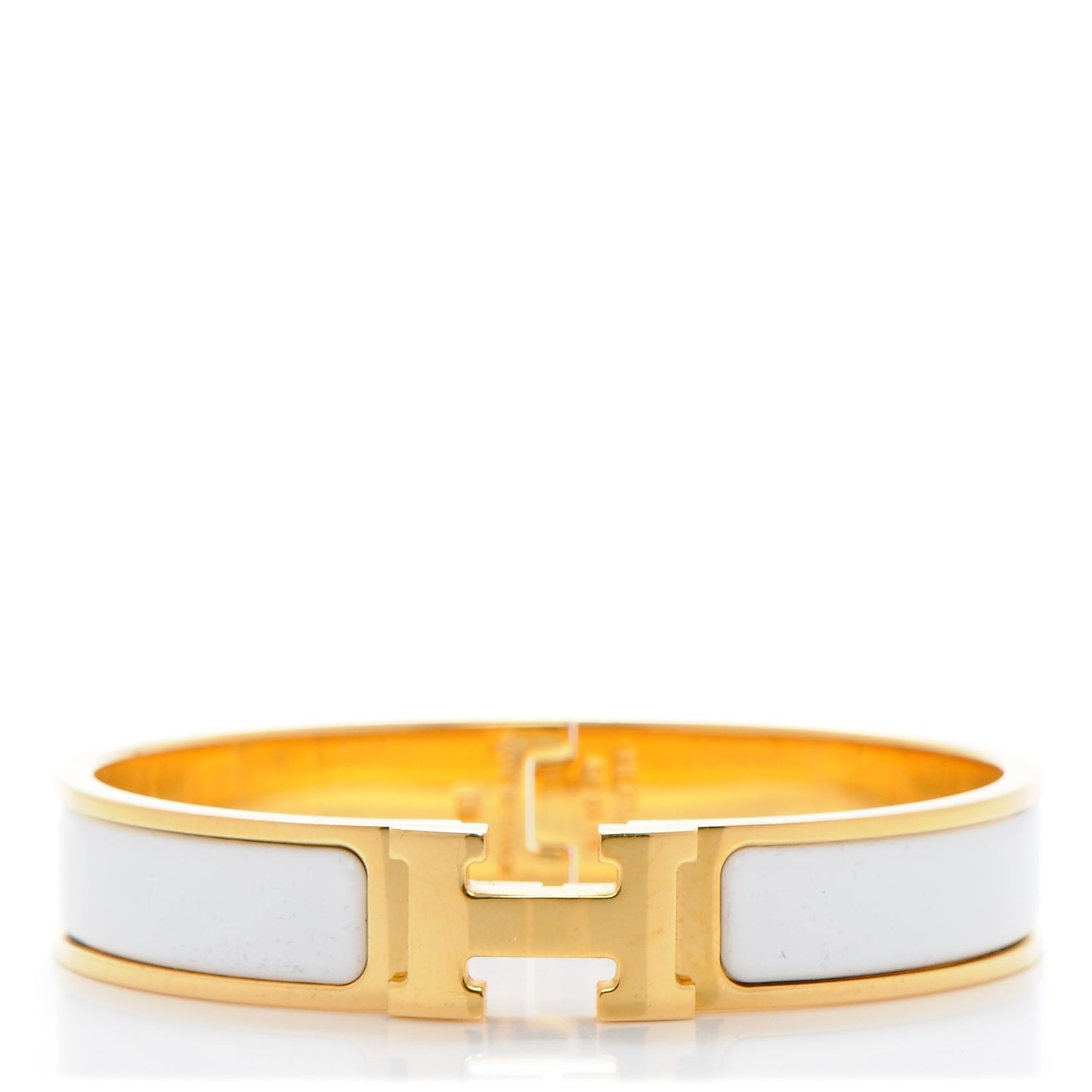 Enamel Narrow Clic Clac H Bracelet GM White