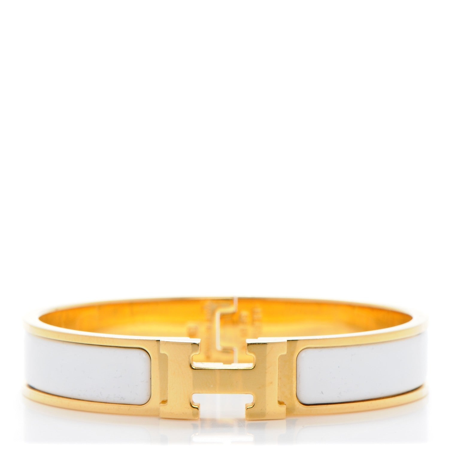 Hermes Enamel Narrow Clic Clac H Bracelet GM White 1 of 4