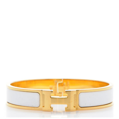 Hermes Enamel Narrow Clic Clac H Bracelet GM White 1 of 4