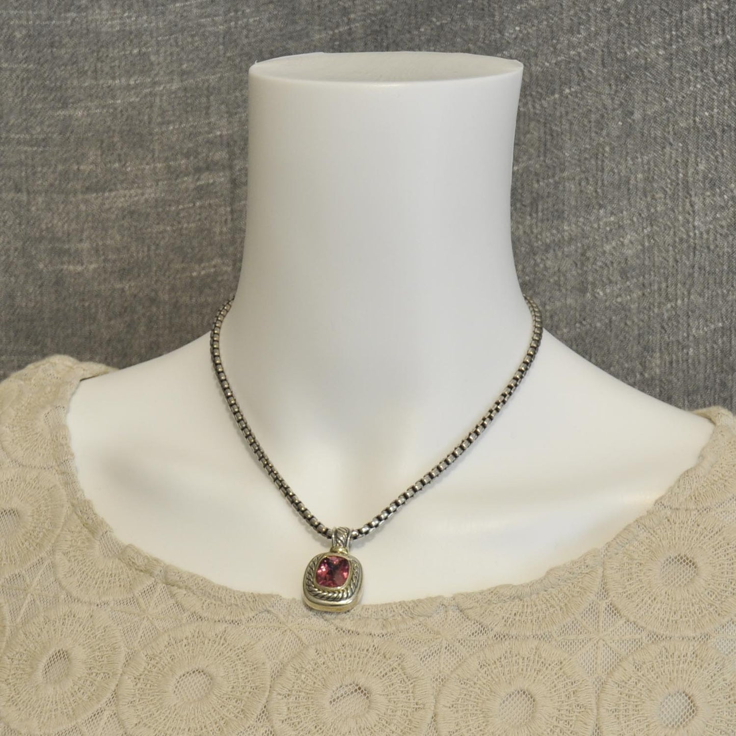 Sterling Silver and 18k Gold Pink Tourmaline Enhancer Albion Necklace