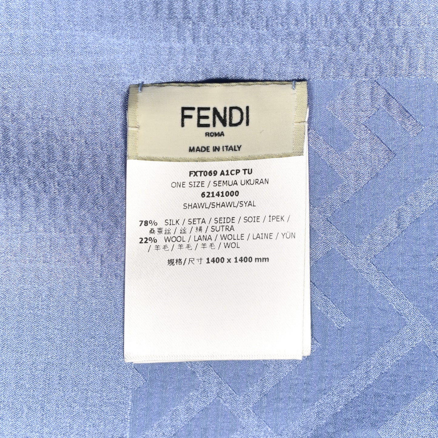 Silk Wool FF Scarf Blue