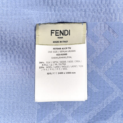 Fendi Silk Wool FF Scarf Blue 2 of 4