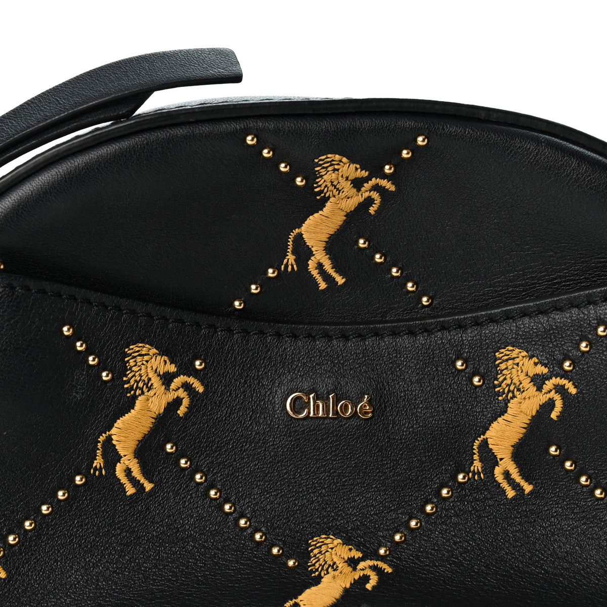 Chloe Smooth Calfskin Little Horses Embroidered Signature Belt Bag Black 7 of 9