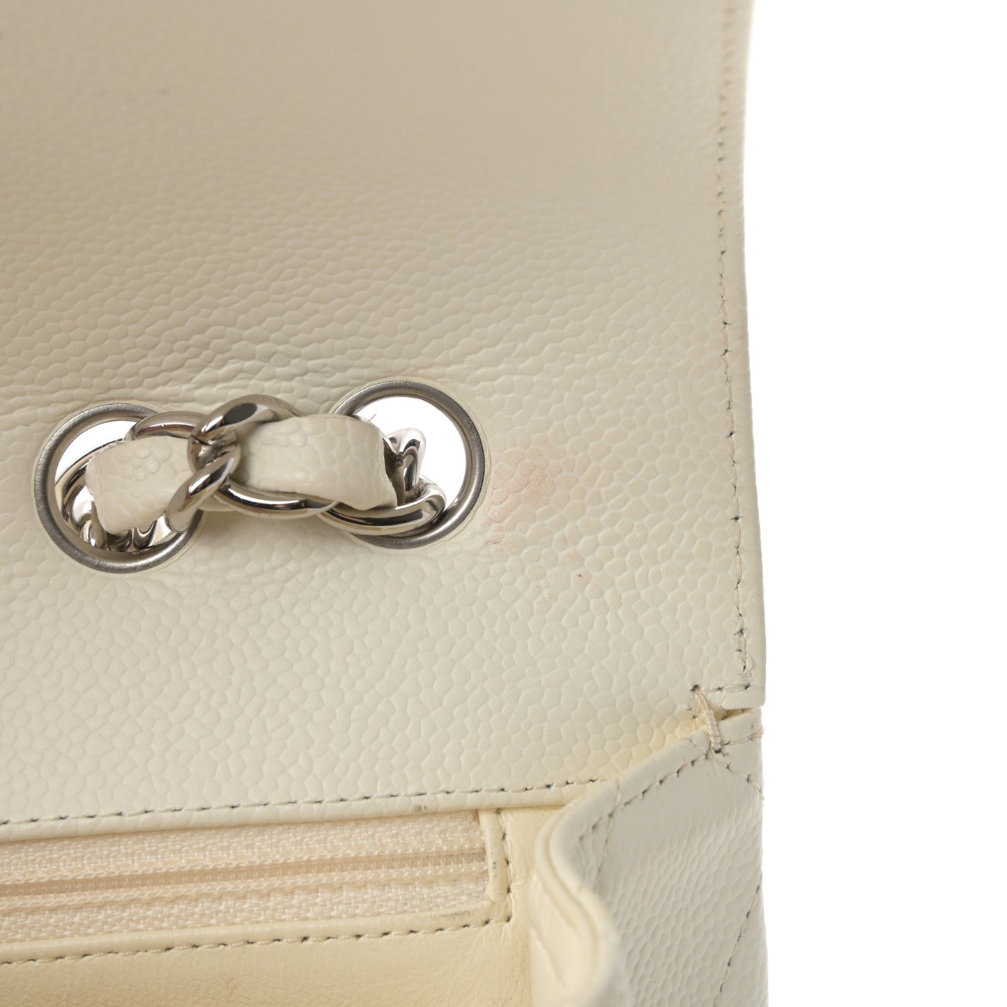 Caviar Quilted Jumbo Single Flap White