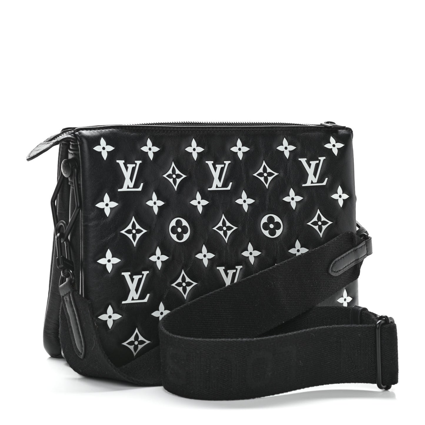 Lambskin Embossed Monogram Coussin PM Black White