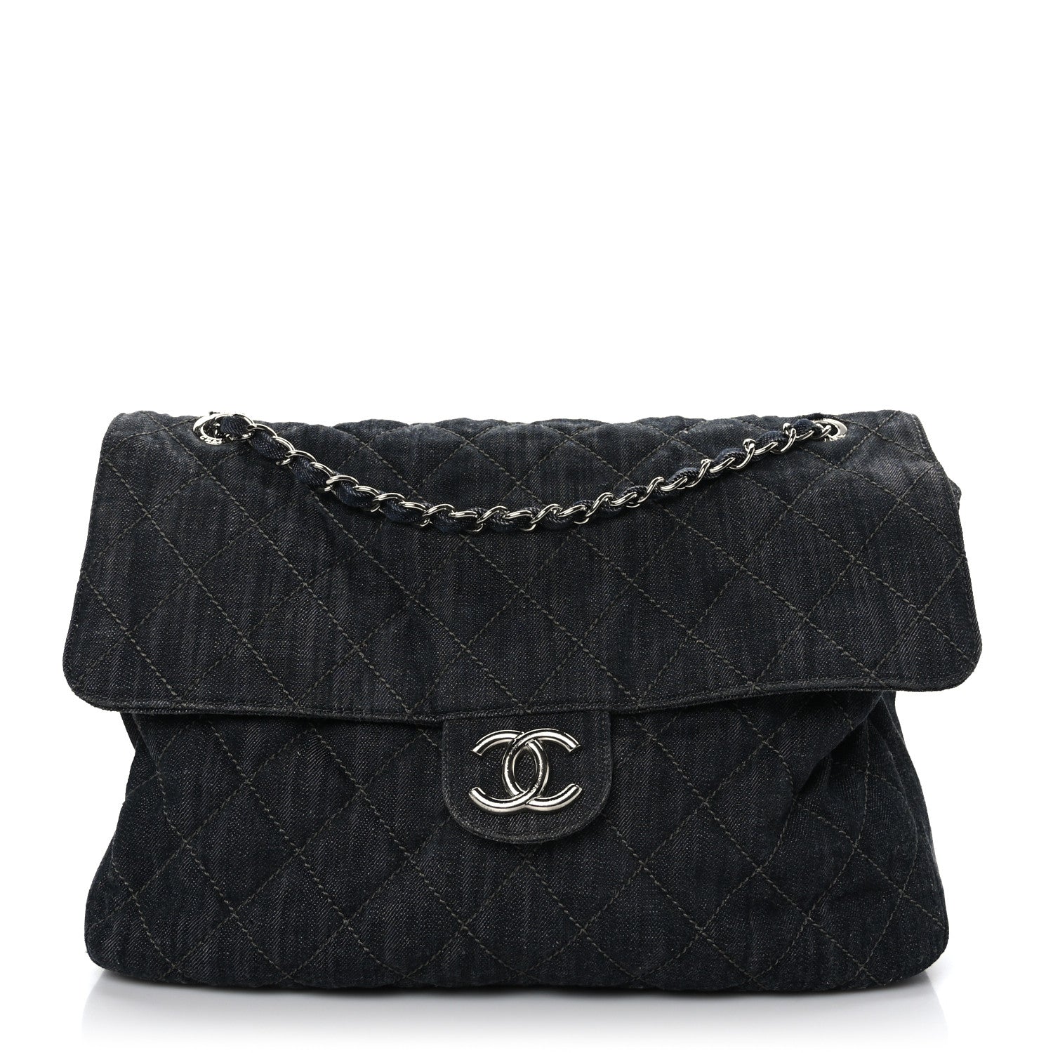 Chanel Denim Quilted Messenger Bag Dark Blue 1 of 9