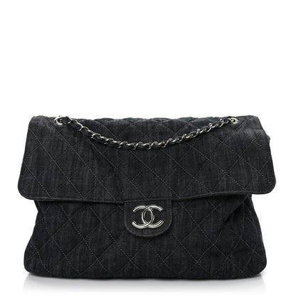 Chanel Denim Quilted Messenger Bag Dark Blue 1 of 9
