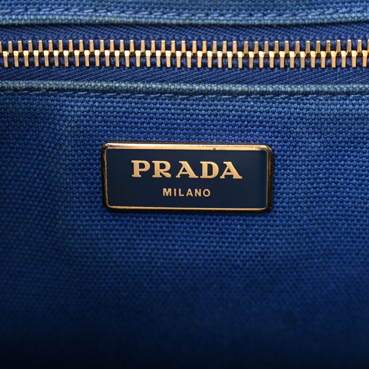 Prada Canapa Tote Blue White 6 of 17