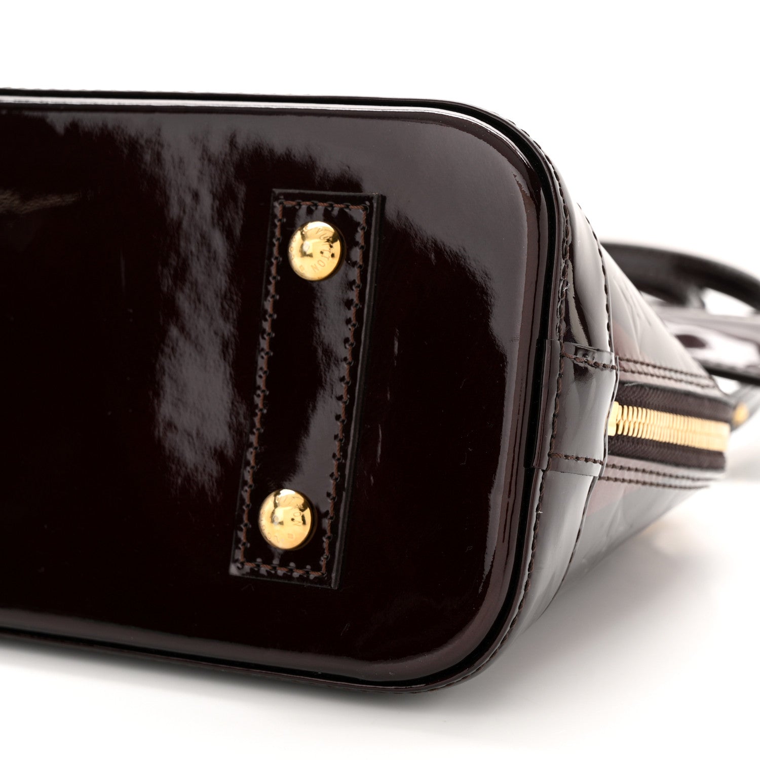 Louis Vuitton Vernis Rayures Alma BB Amarante 9 of 12