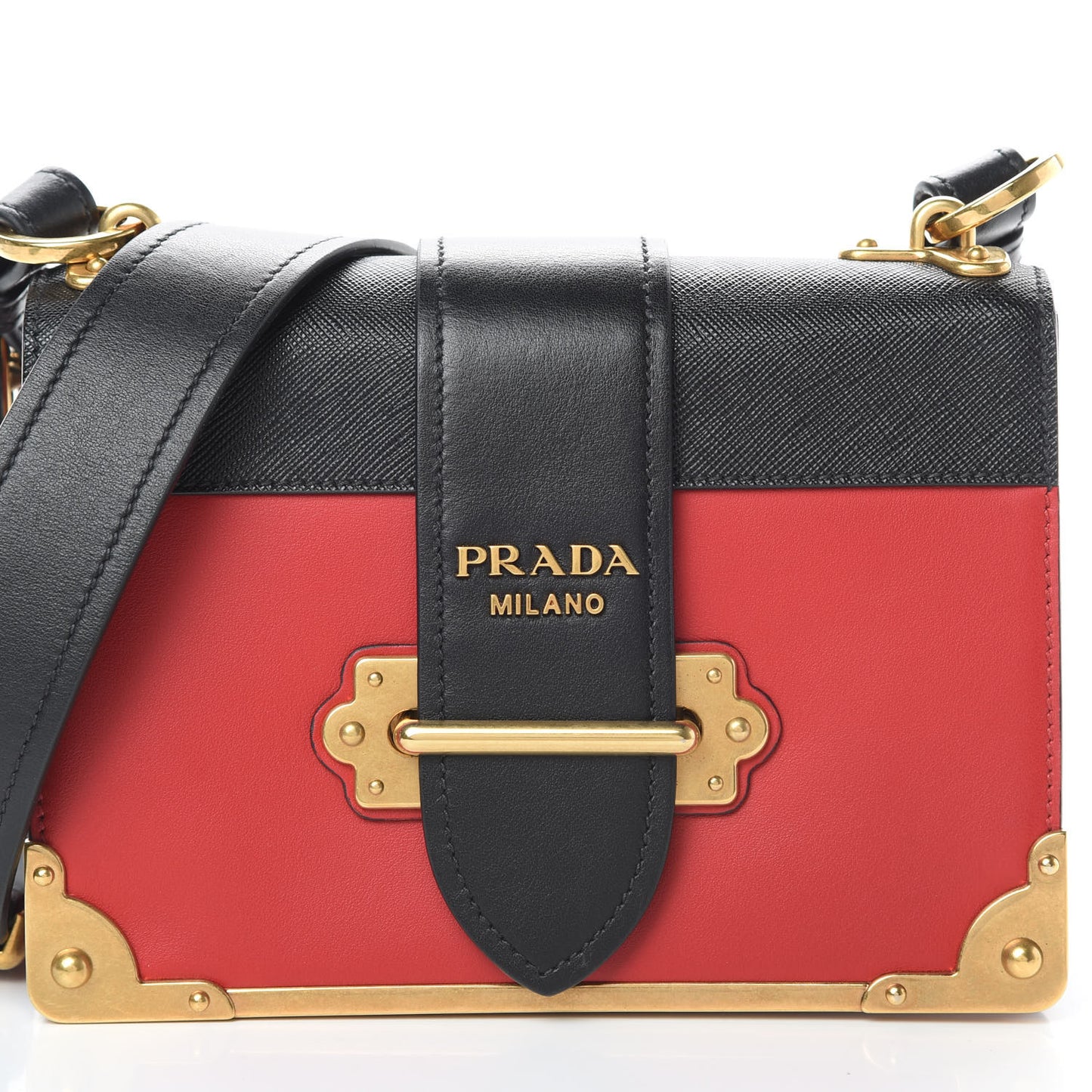 City Calfskin Saffiano Cahier Bag Fuoco Black