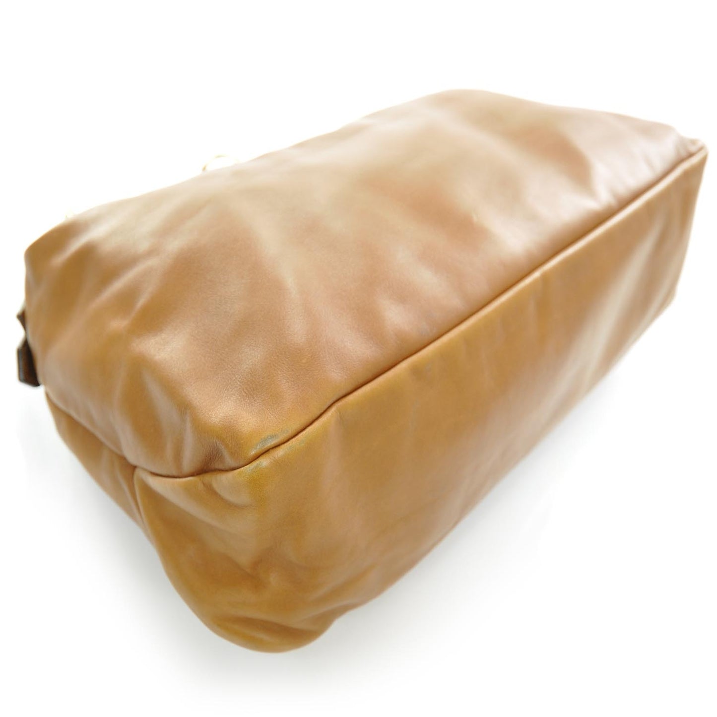 Leather Medium Horsebit Chain Hobo Tan