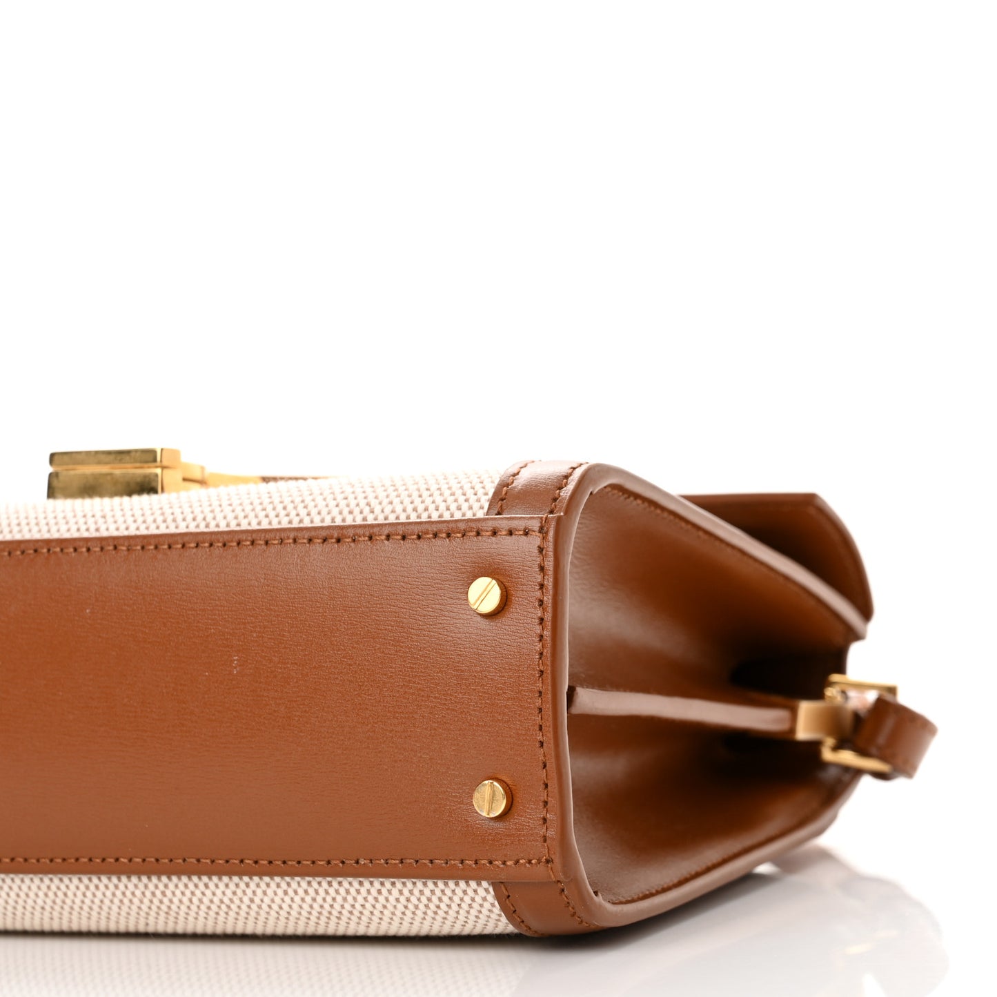 Canvas Calfskin Mini Classic Monogram Cassandra Top Handle Tan Natural