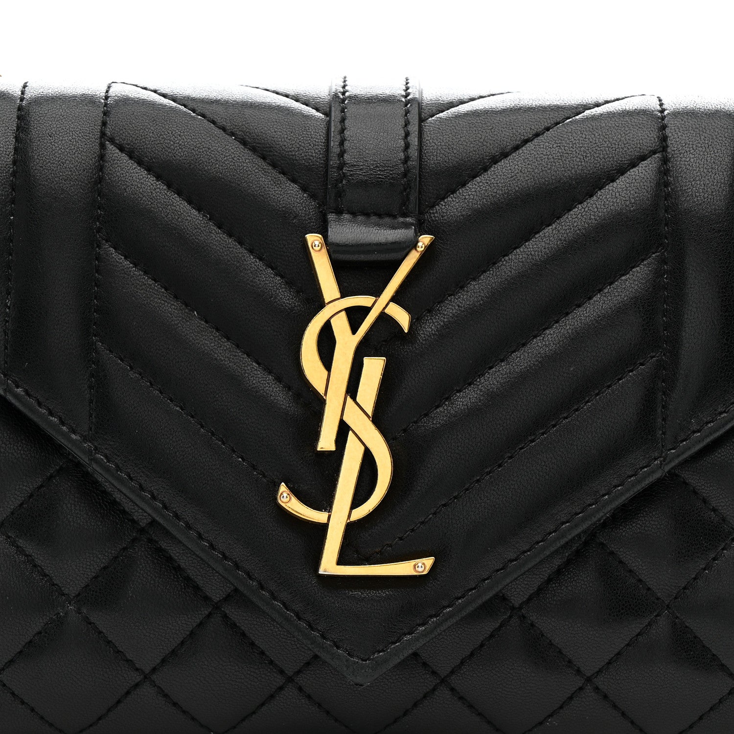 Saint Laurent Lambskin Mixed Matelasse Triquilt Small Monogram Satchel Black 11 of 22