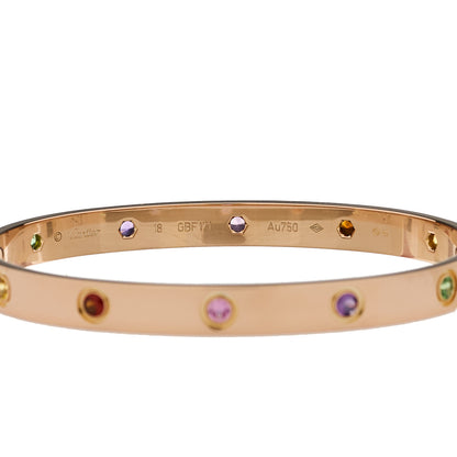 Cartier 18K Pink Gold Sapphire Garnet Amethyst LOVE Bracelet 18 5 of 11