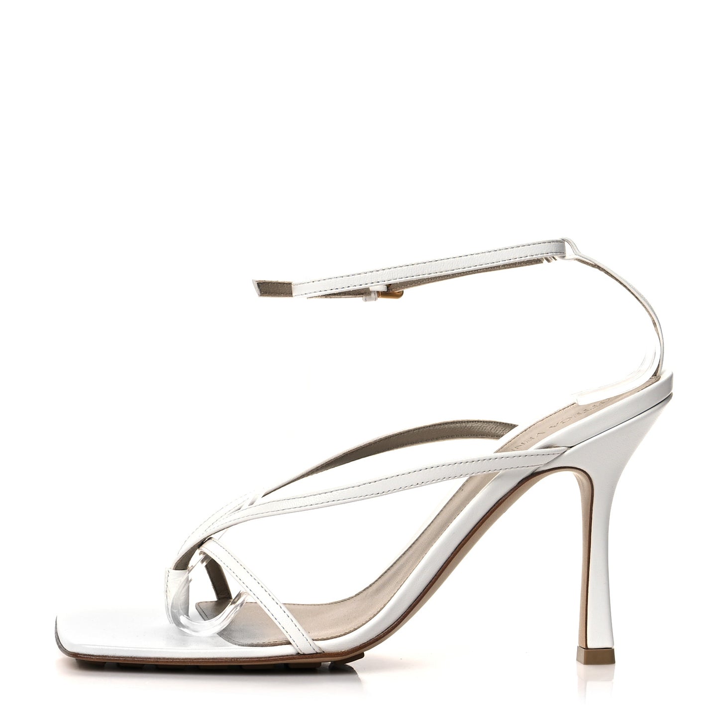 Lambskin Stretch Multi Strap 90mm Sandals 39.5 Optic White